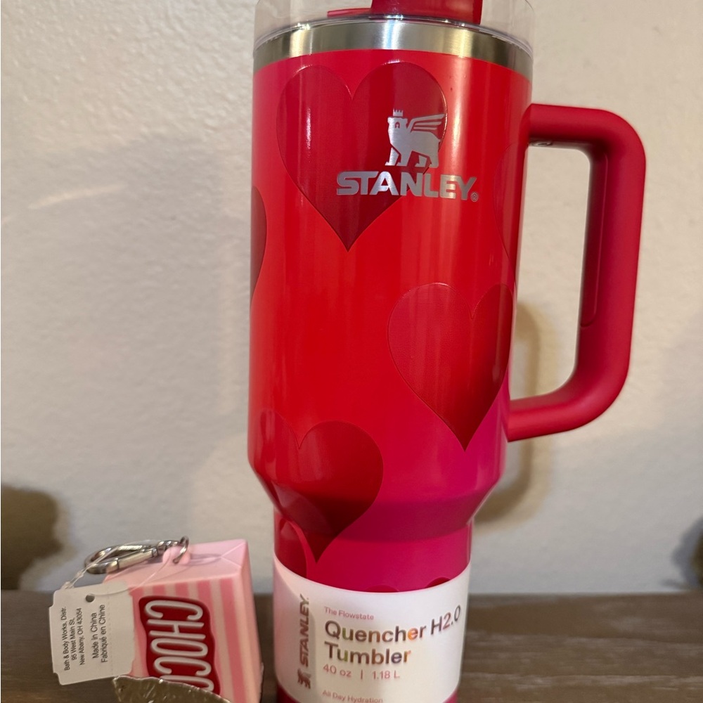 Stanley Heart Design Red Tumbler & Bath & Body Works Chocolate sanitizer Holder